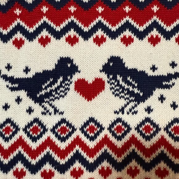 Modcloth Golden Day Raglan 100% Cotton Sweater Buttercream NWT bird fair isle XL - Picture 9 of 11